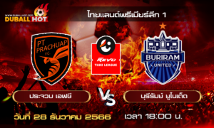 วิเคราะห์บอล ไทยแลนด์พรีเมียร์ลีก 1 : ประจวบ เอฟซี VS บุรีรัมย์ ยูไนเต็ด ( 28 ธ.ค. 66 )