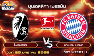 วิเคราะห์บอล บุนเดสลีกา เยอรมัน : ไฟร์บวร์ก  🆚  บาเยิร์น มิวนิค  ( 25 ม.ค. 68 )