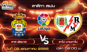วิเคราะห์บอล ลาลีกา สเปน : ลาส พัลมาส  🆚  ราโย่ บาเยกาโน่  ( 09 พ.ค. 68 )