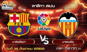 วิเคราะห์บอล ลาลีกา สเปน : บาร์เซโลน่า  🆚  บาเลนเซีย ( 14 ก.ย. 68 )