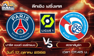 วิเคราะห์บอล ลีกเอิง ฝรั่งเศส : ปารีส แซงต์ แชร์กแมง  🆚  สตราส์บูร์ก ( 17 ต.ค. 68 )
